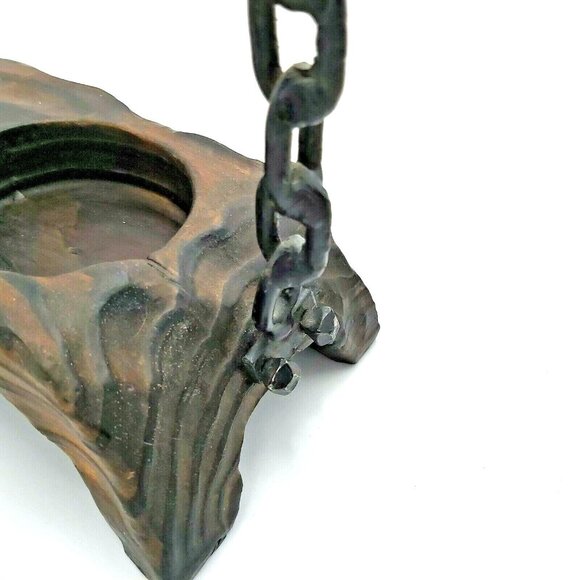 Alder Wood With Amber Glass  and Wrought Iron Handle Cruet Set- Oil & Vinegar - Picture 7 of 10